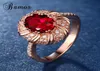 Bröllopsringar Bamos Luxury Red Zircon Engagement Finger Rose Rose Gold Color STOR för kvinnor Vintage Birthstone Jewelry Gift2762929