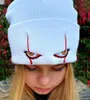 Broderad ullmöss hatt skrämmande clownögon stickade hatt varm häckning hiphop halloween i stock7035967