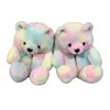 2024 Teddy bear plush slippers cute cartoon couple family warm home cotton shoes winter thickened bag with warm shoes