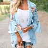 Cover-up Vintage Women Open Cape Tops Summer Beach Vacation Lace Flower Print Long Sleeve Open Front Chiffon Kimono Cardigan Jacket#f