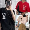 Round Neck Loose T-shirt Fashion Heart Embroidery Tees Cotton Casual Short Sleeve Tops