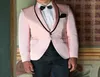 Pink Prom Men Suits For Groomsmen 2 Piece Wedding Tuxedo Slim Fit Custom Club Male Set Blazer With Black Pants Fashion 20205299029