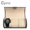 Black 3 Slot Cylindrical Watch Travel Case Leather Roll Jewelry Watch Storage Holder Watchbox Case Collector Organizer 19x9cm163S