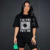 T-shirt 2000s Hip Hop Gothic Clothes Y2k Summer Fashion Faith in The Future Tour 2023 Women T Shirts Cotton O Neck Graphic Tee Femme