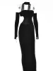 Kleid CNYISHE Sexy Rückenfreies Maxikleid für Frauen Winter 2023 Elegant Schulterfrei Club Party Figurbetonte Kleider Damenkleid Abschlussballkleidung