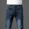 Mäns jeans vårens höstmän smal fit europeisk amerikansk tbicon high-end märke små raka byxor F258-09