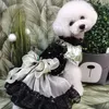 Cão vestuário artesanal design de moda vestido roupas para animais de estimação vintage corte estilo abacate cor lantejoulas saia princesa vestido de bola tutu festa