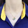 Fine jewelry natural emerald pendant simple collarbone design necklace holiday for girls 240318