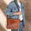 Bag Nesitu High Quality A4 Brown Vintage Full Grain Vegetable Tanned äkta läder Män Kvinnor Messenger Bags Male Shoulder M066