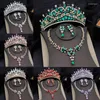 Colar brincos conjunto elegante coroa de noiva para mulheres conjuntos gargantilha casamento tiaras noiva traje jóias acessórios