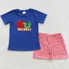 Giyim Setleri Butik Erkekler Okul Şortları Seti Yaz Boy Bebek Giysileri Otobüs Elma Pencil Baskı Sevimli Kids Kıyafet