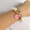 Charm Bracelets Elegant Multi-color Selection Pearl Bead Freshwater Loose Bracelet Necklace Jewelry Happy Face Pendant