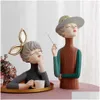 Decorative Objects & Figurines Modern Moden Girl Resin Art Statue Gift Salon Scpture Ornaments Home Decoration Tabletop Figurines Acce Dhz3T