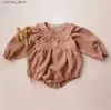 Jumpsuits Baby Girls Rompers Linen Cotton Long Sleeve Spring Summer Baby Girls One-piece Clothes L240307