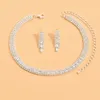 Brud bröllop choker halsband örhängen smycken set claw zircon clavicle rhinestone collone claviculate halsband mode kvinnor brudtärna fotografi