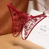 Women's Panties Hollow Out Lingerie Crotchless Female Thong Sexy Embroidery Ladies Perspective Woman Underwear Mesh Girls Briefs