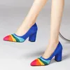 Scarpe eleganti Moda Donna Décolleté Arcobaleno Zapatos Para Mujer Slip-On Accogliente colore misto Sexy Sapato Feminino Punta a punta Tacchi ruvidi Zapatillas