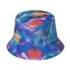 Casquettes de baseball Nouveau chapeau de pêcheur d'impression 3D cravate teint chapeau de bassin double face pour hommes et femmes pare-soleil de protection solaire en plein air en été