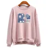 Pink Womens Sweatshirt med Orint på Blue Graphic Pullovers Woman Clothing Autumn och Winter Harajuku Fashion i Casual Top 240301