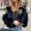 Pelz Winter Mode Damen Langarm Revers Kunstpelz Nähte Schwarz Kunstpelz Beflockung Gürtelloses Fell One Fur Neue Kurzjacke