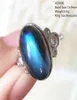 Cluster Rings Natural Blue Light Labradorite Adjustable Ring Colorful Resizable Gemstone Flash Beads Jewelry4897144