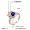 Clusterringen Kinel Mode Blauwe Natuurlijke Zirkoon Ring Voor Vrouwen Unieke 585 Rose Goud Zilver Kleur Mix Etnische Bruiloft Kristal vintage Sieraden