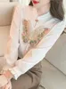 Damesblouses Zware Industrie Kralen Vlinderoverhemd Vrouw Chinese Chiffon Blouse 2024 Lente Topmode Mooie Chique Blusas