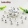 Lcmombay 200 pçs 12mm mordedor siliconebeads brinquedo alfabeto russo contas inglês mastigar molar colar mamilo corrente 240226