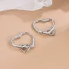 Hoopörhängen 925 Silverpläterad piercing Tassel Double Heart Earring For Women Girls Party Wedding Jewelry E775