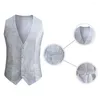 Men's Vests Classic Style Vest Sequin Sleeveless Slim Fit With Adjustable Back Buckle For Stage Show Emcee Performance Shiny