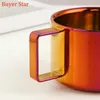 200 ml d'or tasse à café soucoupes ensemble tasse en acier inoxydable tasse à thé avec plateau en métal eau tasses de lait café fête verres outils de cuisine 240222