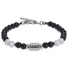 Bracelet en acier inoxydable pour hommes, perles d'obsidienne de 6mm, pierre naturelle d'oeil de tigre, poignée de bouton OT