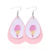 Boucles d'oreilles pendantes en cuir pour femmes, motif Fruits, ananas, petite marguerite fraîche et douce, goutte d'eau, bijoux cadeaux