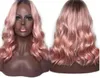 Ombre Color Wig 1BPink Full Lace Human Hair Wig with Dark Black Roots 100 Brazilian Remy Hair Wig4042098
