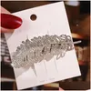 Grampos de cabelo Barrettes Diamante Pena Cabelo Clipe Barrettes Moda Sier Gold Headdress Hairpin Primavera Clips Bobby Pin para Drop Delive Dh4B6