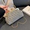 Umhängetaschen Retro Marke Design Frauen Tasche Luxus Metall Kette Handtasche Gewebte Umhängetasche Für Damen Klassische Herbst Winter