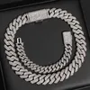 European and American 15mm double row Cuban chain thickened Mosan diamond 925 silver personalized fashion trend necklace