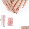 Pregos Falsos 360 Pcs Coffin Press On Nails Long Amêndoa Falso Quadrado Francês Falso Branco Preto DIY Wearable Fl Er Nail Tips Drop Delivery H Dhxh8