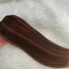 100% verkligt mänskligt hårklipp i hårförlängningar Hightlights Black Piano Brown Double Weft Clip Ins Extension 120g