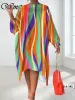 Robes Wmstar robe de grande taille pour les femmes décontracté en vrac Vintage à manches courtes rayure imprimé Afrique Maxi robes en gros livraison directe