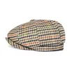 Feinion Newsboy Cap för män Kvinnor Herringbone 50% Wool Tweed Flat Caps Yellow Green Cabbies Driver Hat 068 201216240m