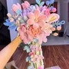 Flores decorativas acabadas diy torção vara segurando buquê de flores simulação para namorada noiva casal casamento