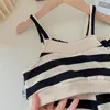 Kläderuppsättningar 2024 Summer Black White Stripe Children's For Girls Casual Little Girl Vest Top Shorts 2Pce Outfits 1-6 år