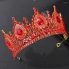 Fermagli per capelli KMVEXO Barocco Verde Rosso AB Strass Cristallo Regina Grande Corona Tiara da sposa Donna Spettacolo di bellezza Diadema Accessori per feste