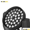 Luci di testa in movimento 36x18 Wash zoom Luce a testa mobile a LED RGBWAADDUV 6 in 1 fase rotante DMX512 Controllo del suono Sound Raffreddamento rapido Profe professionale DHQIV