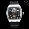 2024 YS Factory Montre pour hommes RM001 Véritable tourbillon Mouvement mécanique Mise à niveau Verre trempé Double couche Bracelet en caoutchouc littéral Montres de créateurs