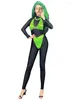 Stage Wear Sexy Black Jumpsuit With Green Beaded Accessories Singer Dancer Performance Show Jazz Dance Costume Set