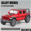 Modèles de voitures moulées sous pression Modèle moulé sous pression 1/22 Jeeps Wrangler Pickup Véhicule tout-terrain en alliage de voiture Simation Son et lumière en métal Collection de jouets G Dhbl1