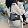 LEFTSIDE Shoulder Bags For Women Solid Color PU Leather Trend Lock Handbags Small Purse Hand Lady Designer Zipper Clutch 240226