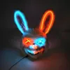 Halloween Light Up Horror Animal Mask LED Lysande blodig björnmask som blinkar Neon Cosplay Scary Masquerade Party Mask Supplies 240307